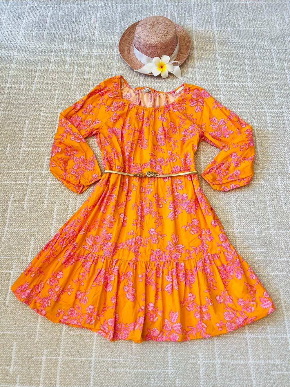 $98 J. Crew Cotton Dress with Pink Floral Design and Pockets!